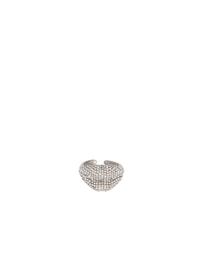Balmain Brass And Crystal Kiss Ring Silver Men Fashion Jewelry