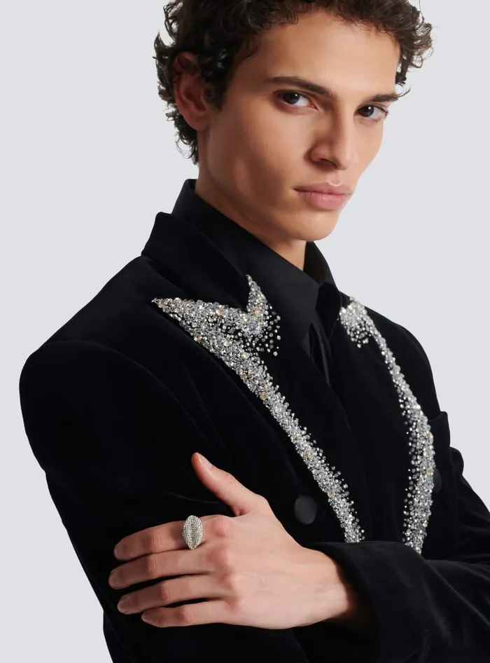 Balmain Brass And Crystal Kiss Ring Silver Men Fashion Jewelry
