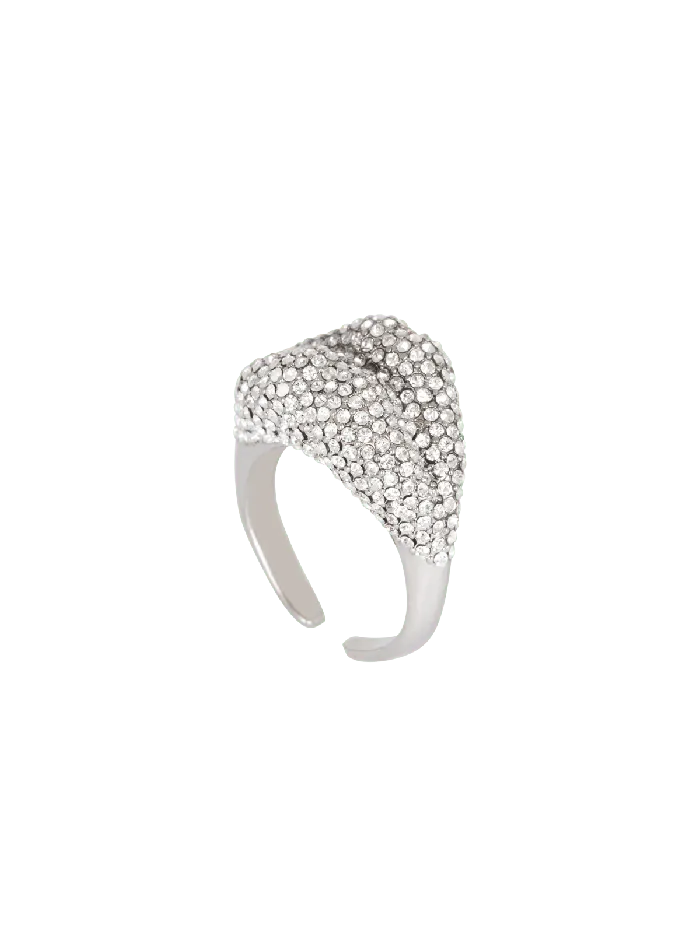 Balmain Brass And Crystal Kiss Ring Silver Men Fashion Jewelry