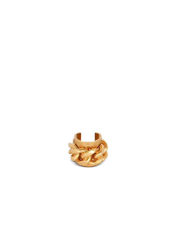 Balmain Brass Chain Ring Gold Women Fashion Jewelry