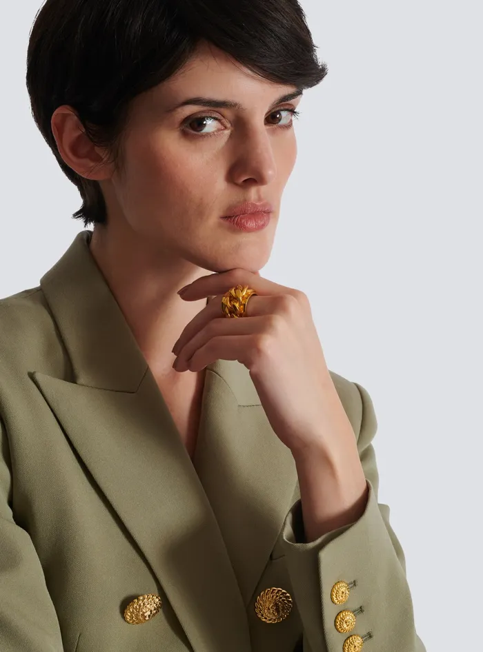 Balmain Brass Chain Ring Gold Women Fashion Jewelry