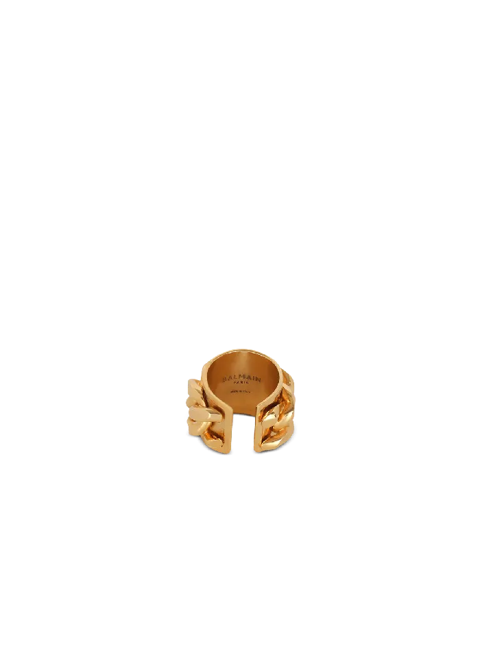 Balmain Brass Chain Ring Gold Women Fashion Jewelry
