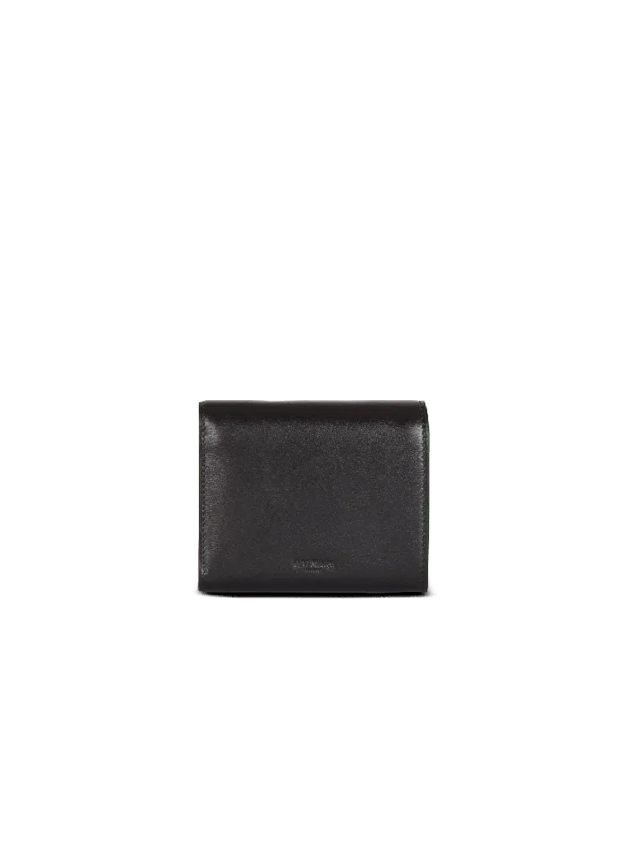 Balmain Calfskin BBuzz Trifold Wallet Black Women Small Leather Goods