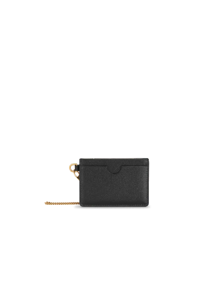 Balmain Calfskin Coin Card Holder Black WomenMen Small Leather Goods