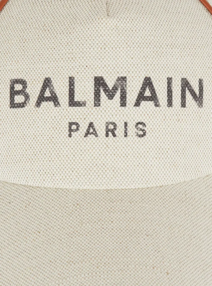 Balmain Cotton BArmy Cap With Logo White Women Hats And Caps