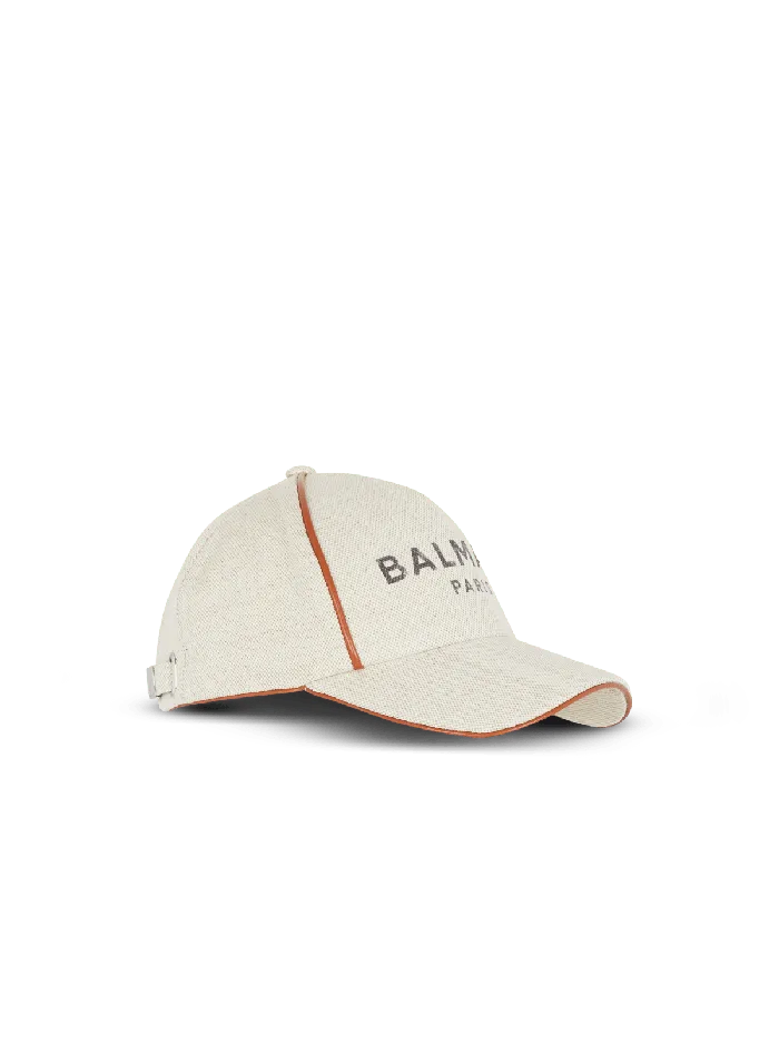 Balmain Cotton BArmy Cap With Logo White Women Hats And Caps