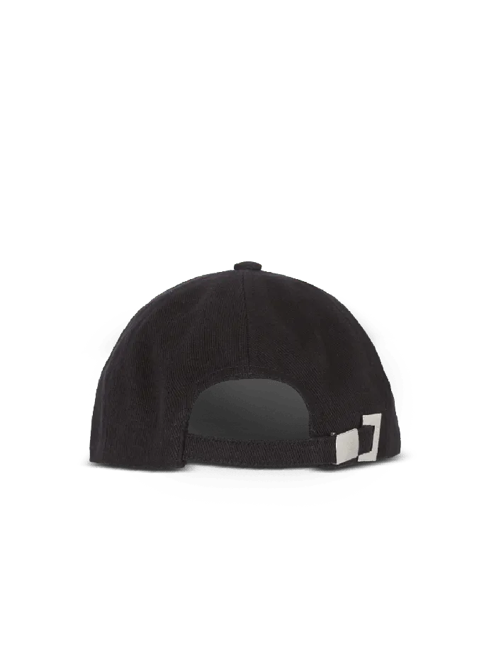 Balmain Cotton Cap With Signature Embroidery Black Men Hats And Caps