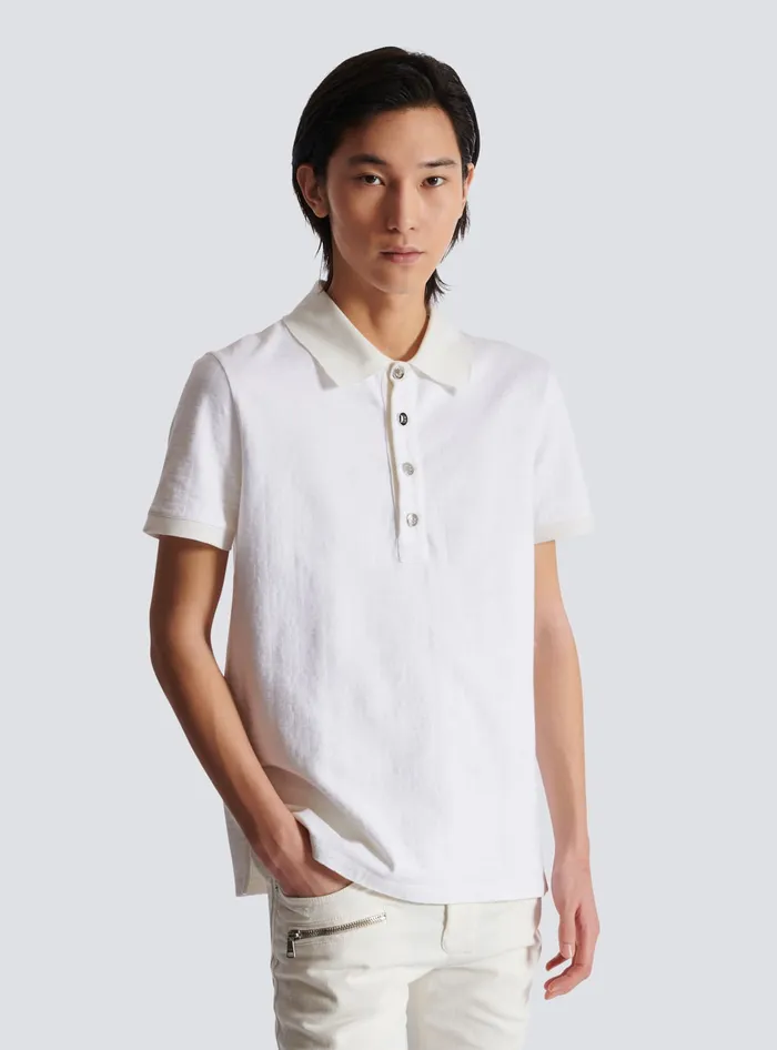 Balmain Cotton Piqueacute Polo White Men Shirts And Polos