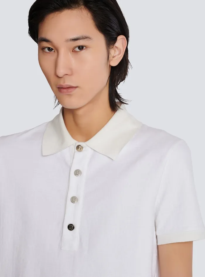Balmain Cotton Piqueacute Polo White Men Shirts And Polos