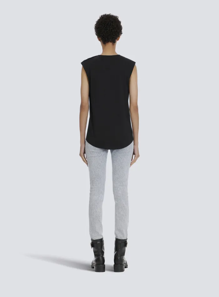 Balmain Cotton Tshirt With Logo Print Gold Women TShirts