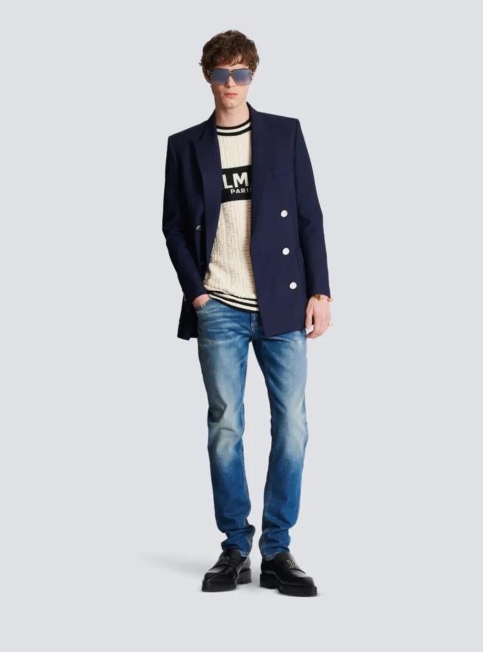 Balmain Cotton Terry Tshirt White Men TShirts