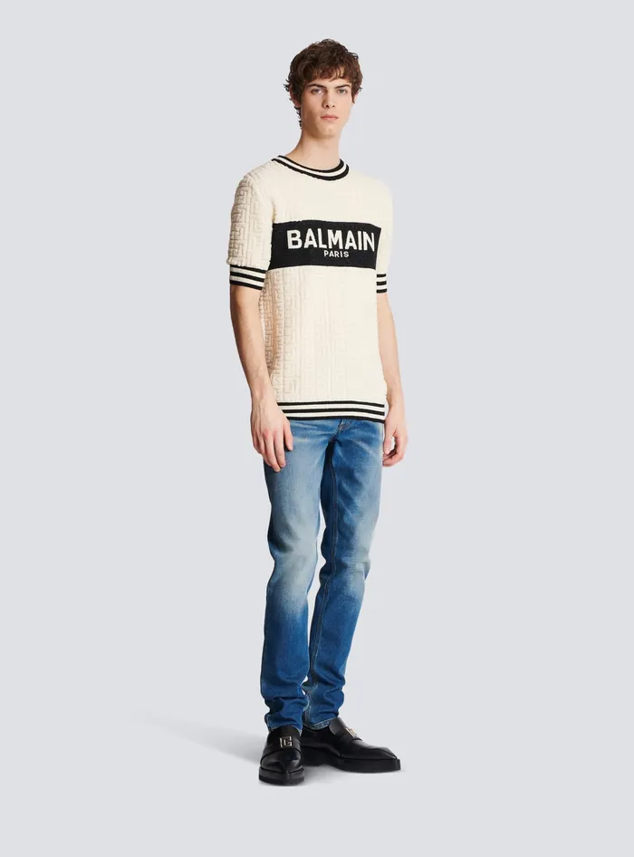 Balmain Cotton Terry Tshirt White Men TShirts