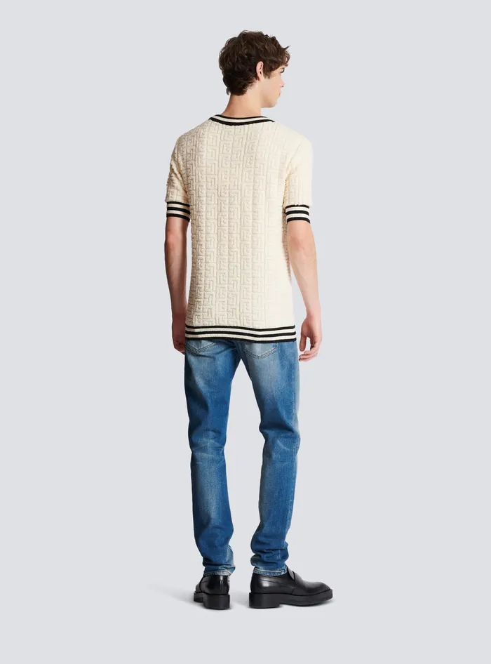 Balmain Cotton Terry Tshirt White Men TShirts