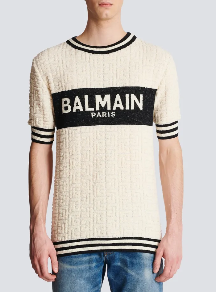 Balmain Cotton Terry Tshirt White Men TShirts