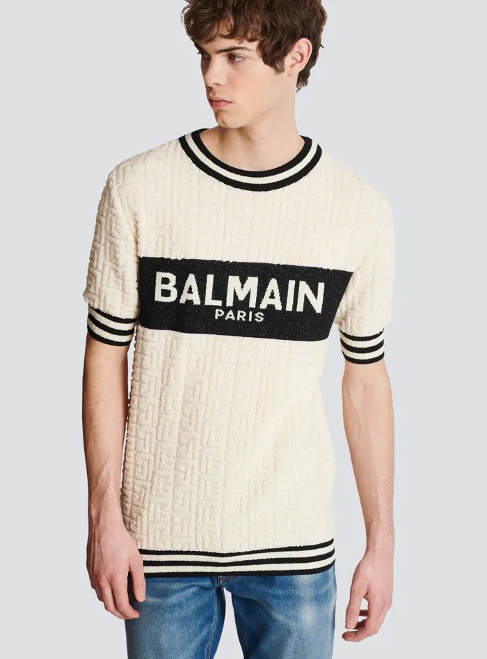 Balmain Cotton Terry Tshirt White Men TShirts