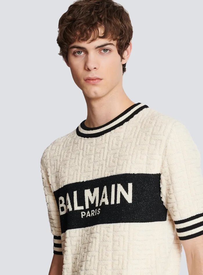 Balmain Cotton Terry Tshirt White Men TShirts