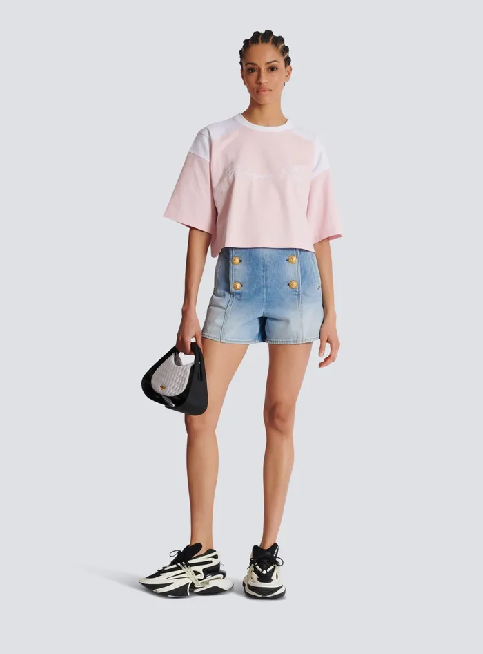Balmain Denim Shorts With Buttons Blue Women Denim