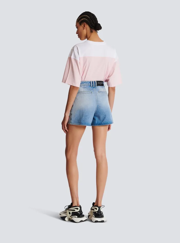 Balmain Denim Shorts With Buttons Blue Women Denim