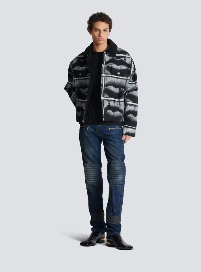 Balmain Denim Straightleg Biker Jeans Navy Men Denim