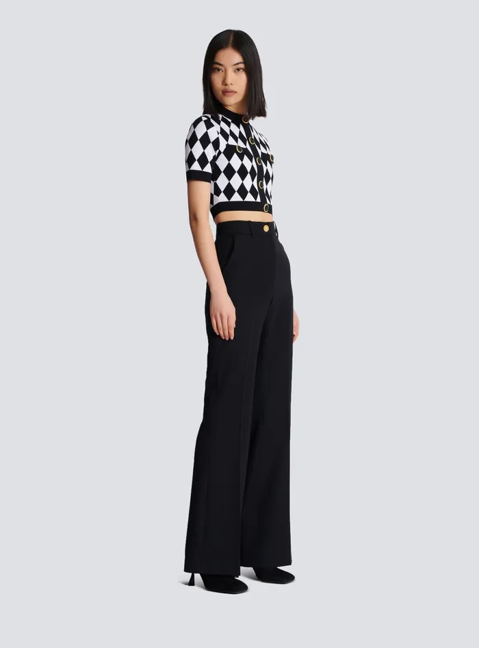 Balmain Diamond Jacquard Knit Top Black Women Tops And Shirts