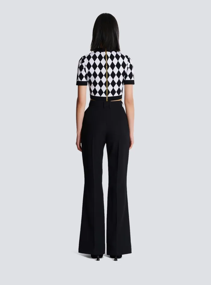Balmain Diamond Jacquard Knit Top Black Women Tops And Shirts
