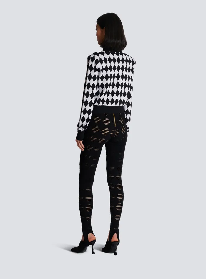 Balmain Diamond Knit Cardigan Black Women Knitwear
