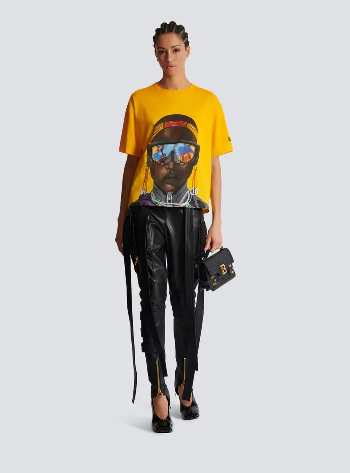 Balmain Disney X The Lion King 8211 Relaxed Tshirt With Nika Mtwana Print Multicolor Women TShirts
