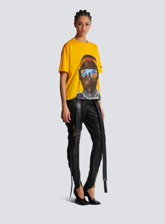 Balmain Disney X The Lion King 8211 Relaxed Tshirt With Nika Mtwana Print Multicolor Women TShirts