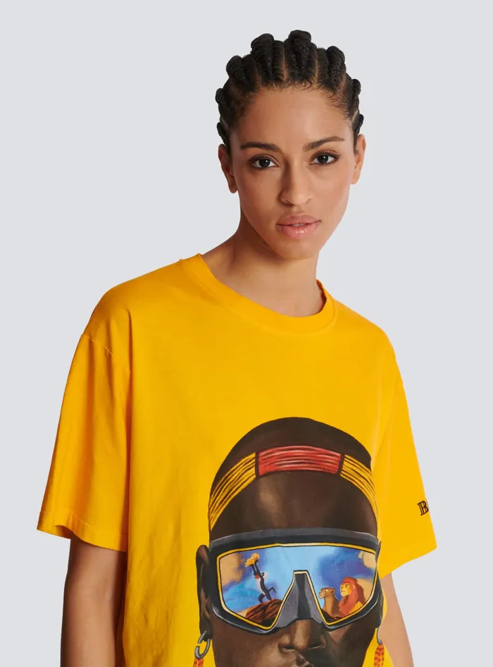 Balmain Disney X The Lion King 8211 Relaxed Tshirt With Nika Mtwana Print Multicolor Women TShirts