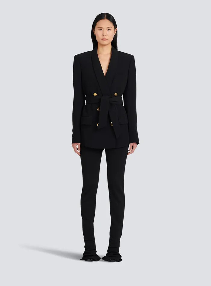 Balmain Doublebreasted Fuchsia Ecodesigned Blazer Black Women Jackets And Blazers