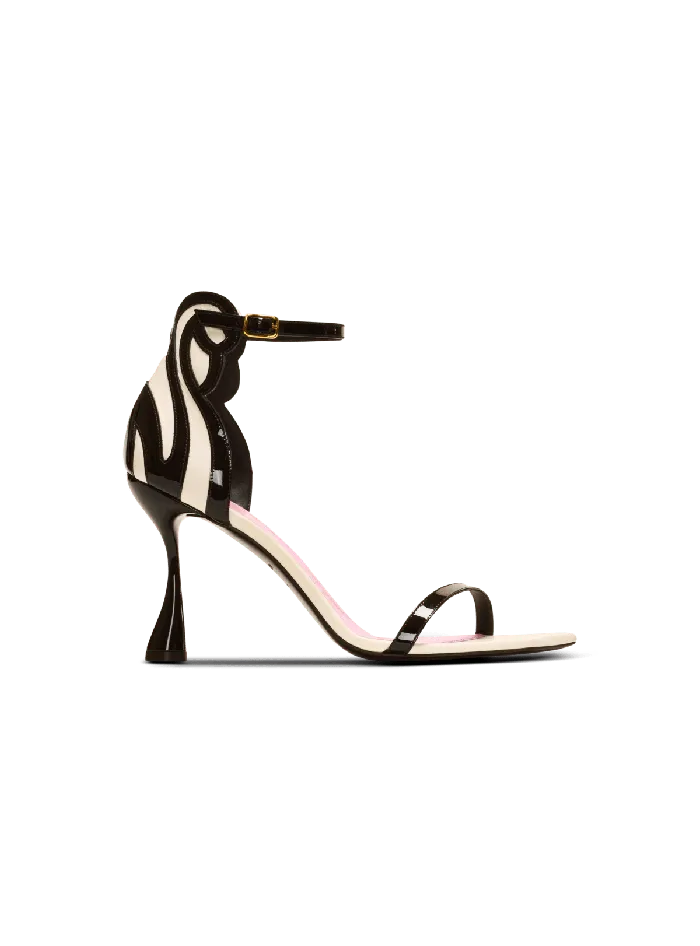 Balmain Eden Sandals In Twotone Leather Black Women High Heels and Pumps
