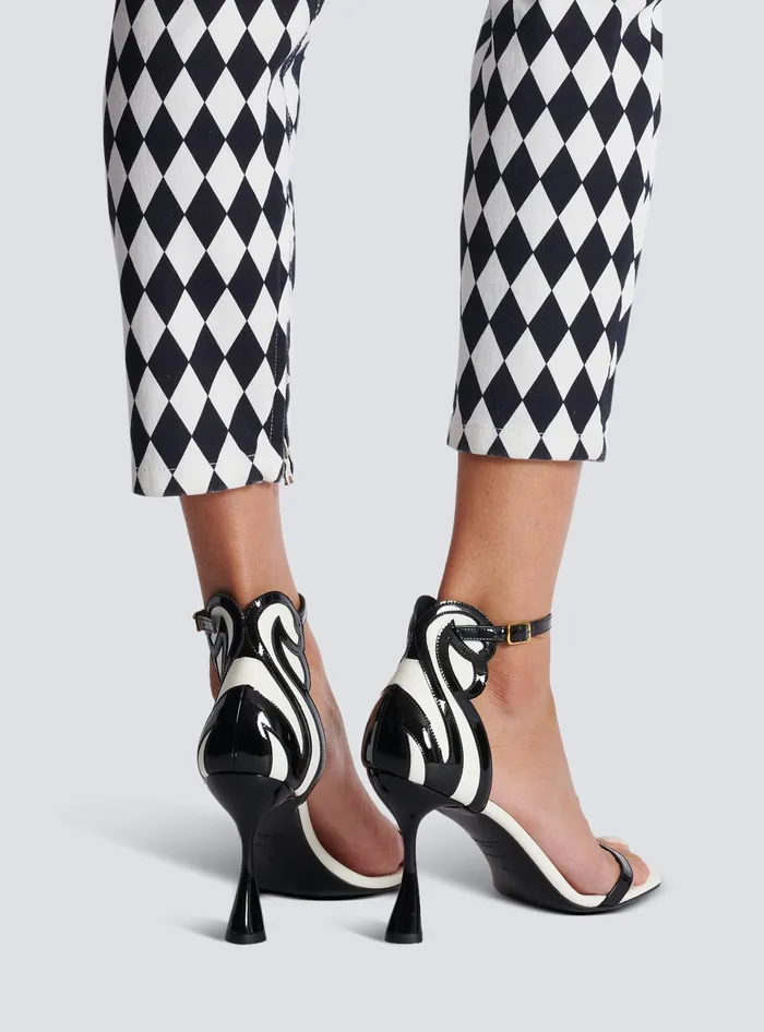 Balmain Eden Sandals In Twotone Leather Black Women High Heels and Pumps