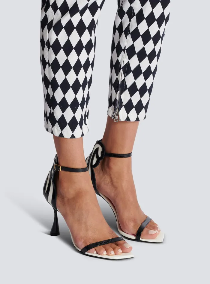 Balmain Eden Sandals In Twotone Leather Black Women High Heels and Pumps
