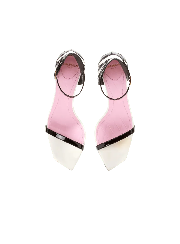 Balmain Eden Sandals In Twotone Leather Black Women High Heels and Pumps