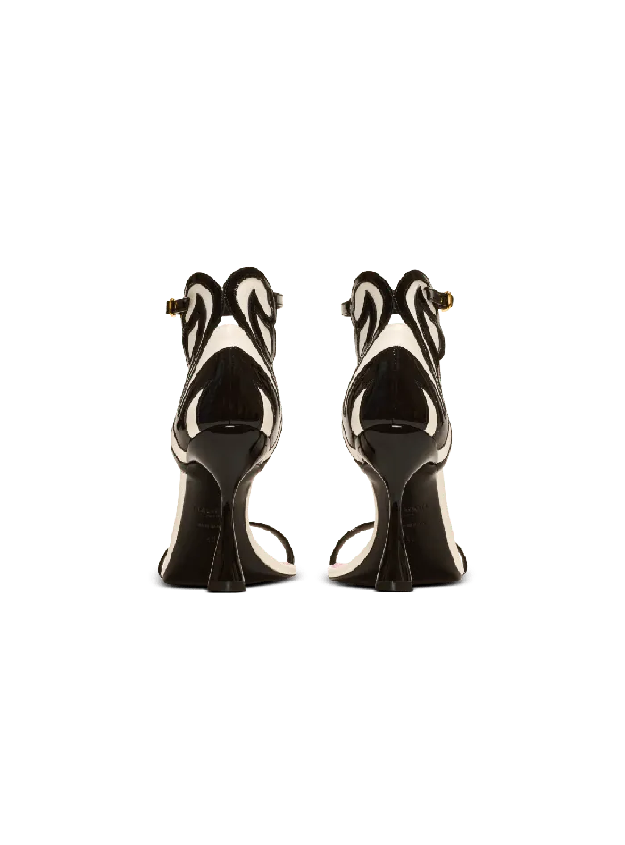 Balmain Eden Sandals In Twotone Leather Black Women High Heels and Pumps
