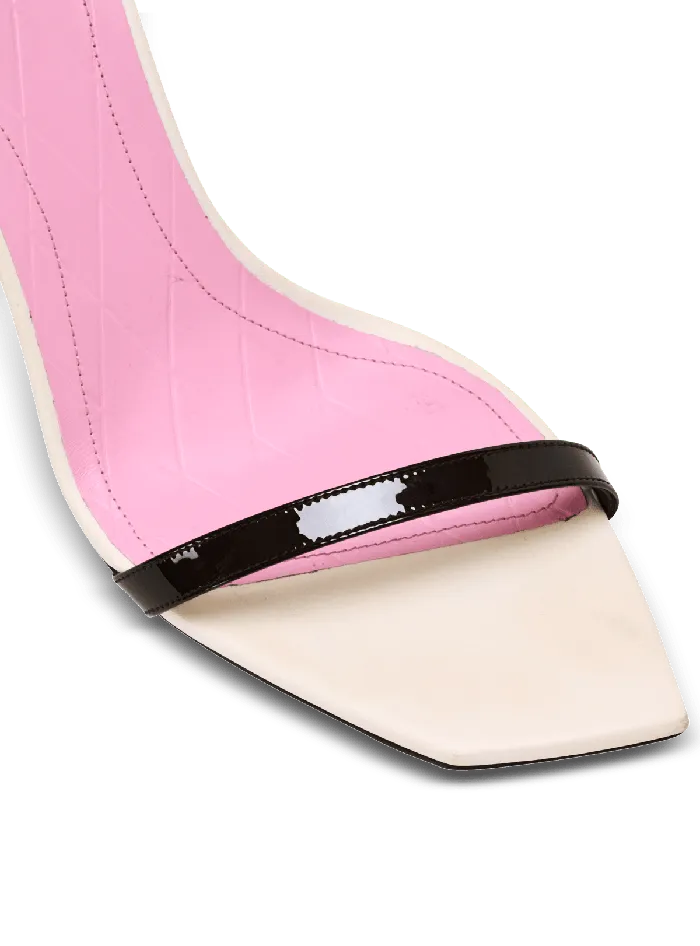Balmain Eden Sandals In Twotone Leather Black Women High Heels and Pumps