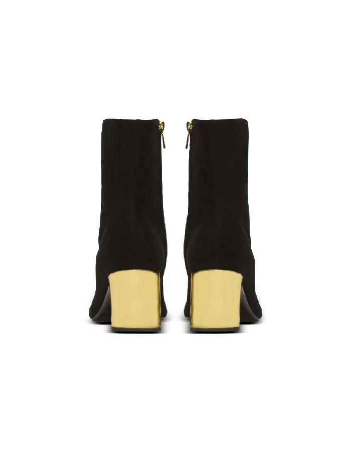 Balmain Edna Ankle Boots In Suede And Mirrored Leather Black Women Boots