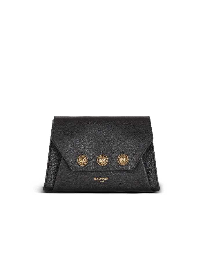 Balmain Emblegraveme Flap Grained Calfskin Bag Black Women Clutches