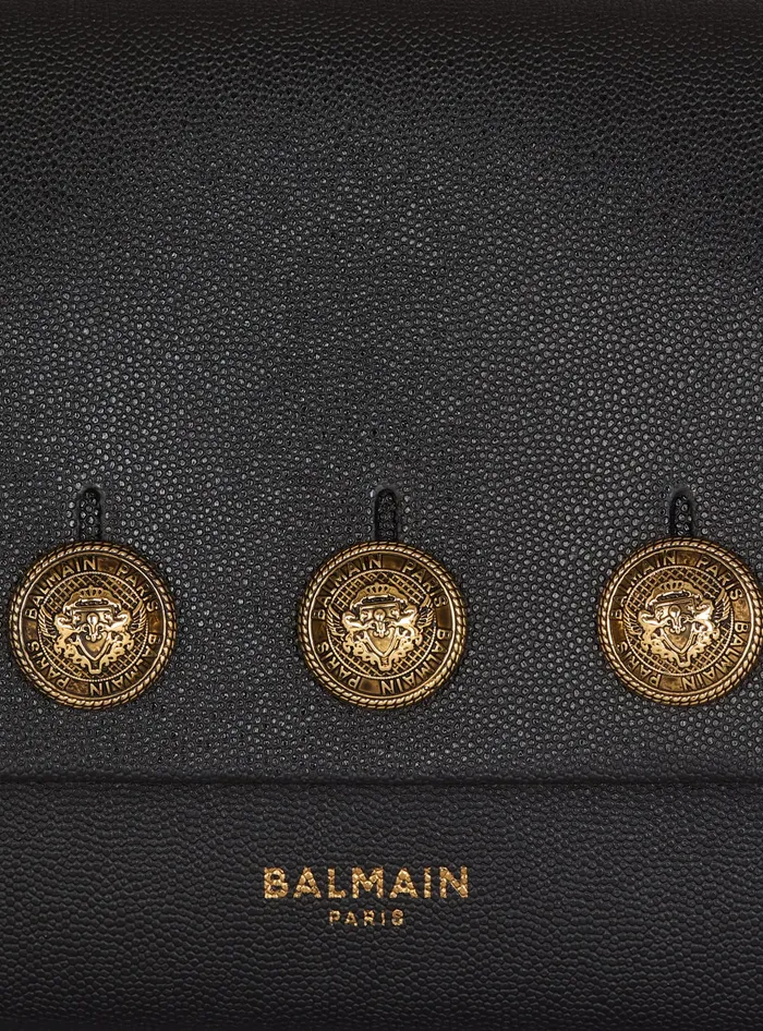 Balmain Emblegraveme Flap Grained Calfskin Bag Black Women Clutches