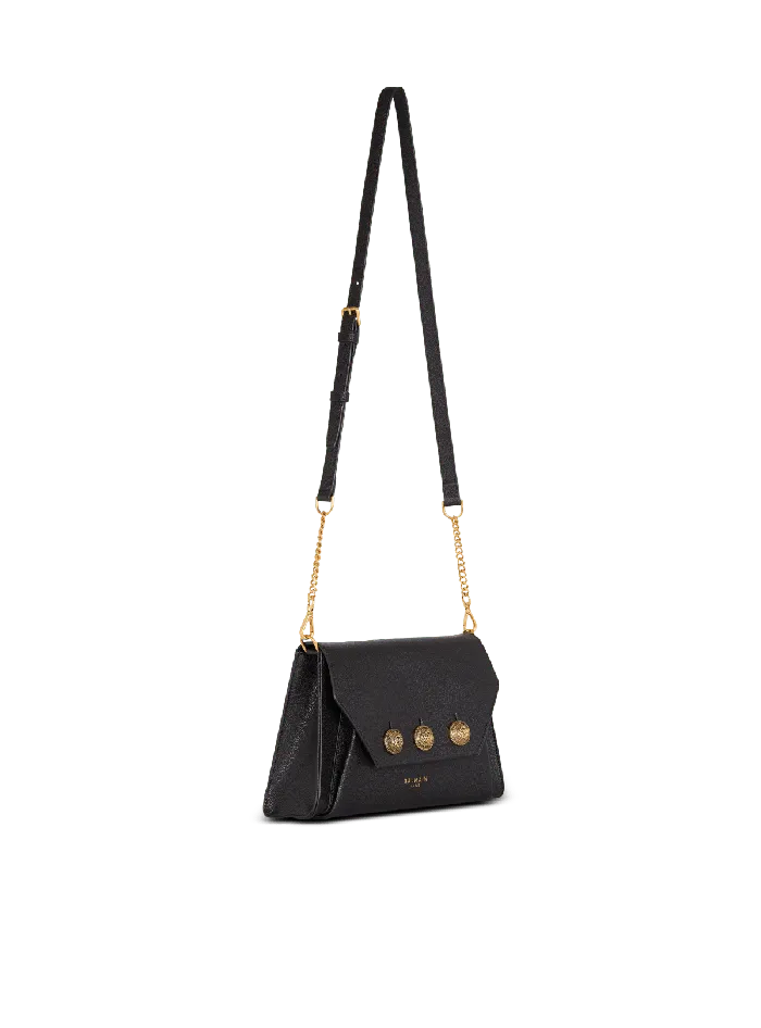 Balmain Emblegraveme Flap Grained Calfskin Bag Black Women Clutches