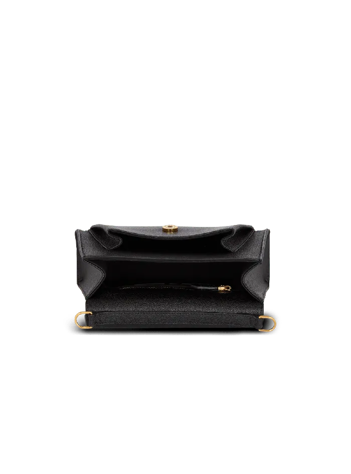 Balmain Emblegraveme Flap Grained Calfskin Bag Black Women Clutches