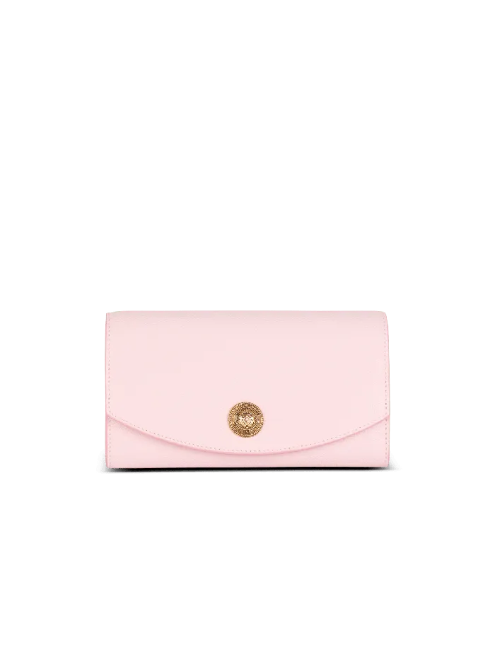 Balmain Emblegraveme Grained Calfskin Clutch Pink Women Small Leather Goods
