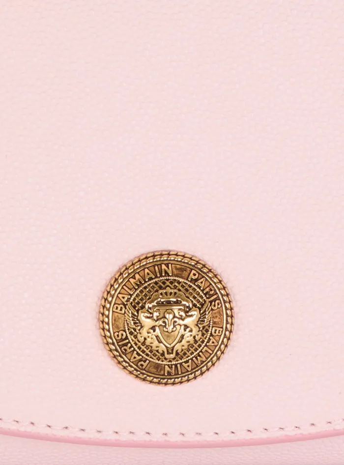 Balmain Emblegraveme Grained Calfskin Clutch Pink Women Small Leather Goods