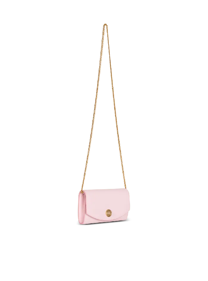 Balmain Emblegraveme Grained Calfskin Clutch Pink Women Small Leather Goods