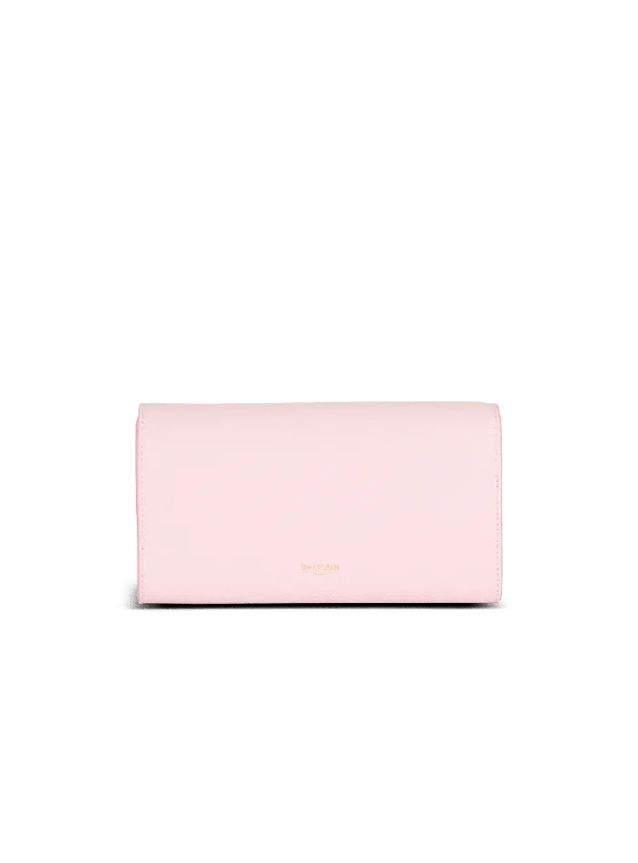 Balmain Emblegraveme Grained Calfskin Clutch Pink Women Small Leather Goods