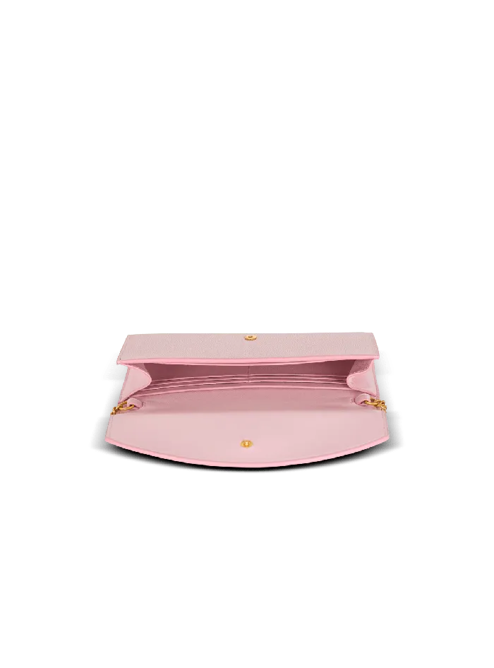 Balmain Emblegraveme Grained Calfskin Clutch Pink Women Small Leather Goods
