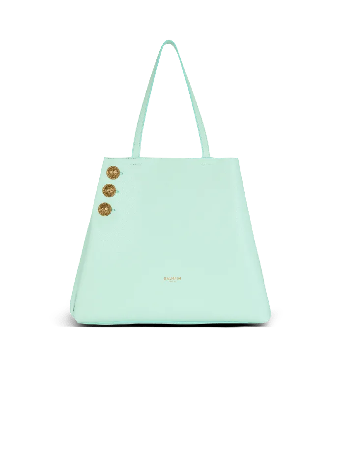 Balmain Emblegraveme Grained Calfskin Tote Bag Blue Women Tote Bags