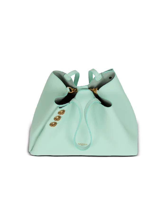 Balmain Emblegraveme Grained Calfskin Tote Bag Blue Women Tote Bags
