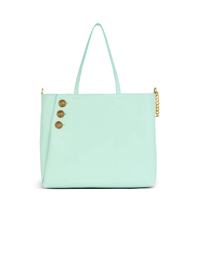 Balmain Emblegraveme Grained Calfskin Tote Bag Blue Women Tote Bags