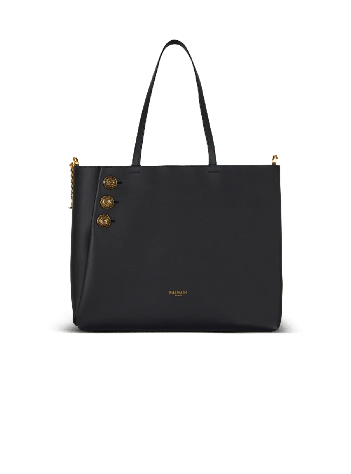 Balmain Emblegraveme Leather Tote Bag Black Women Tote Bags